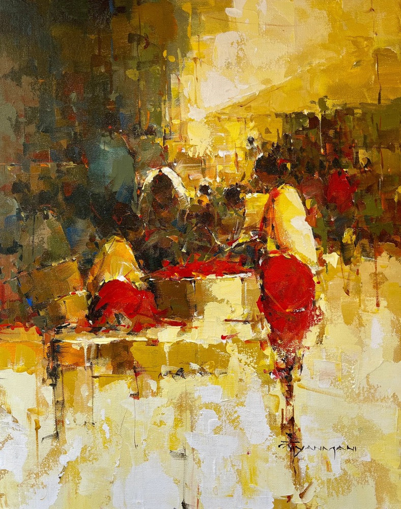 Original Abstract Acrylic Painting, Nepali Woman & Traditional Life Art Decor, 16x20 Canvas Nepali Culture