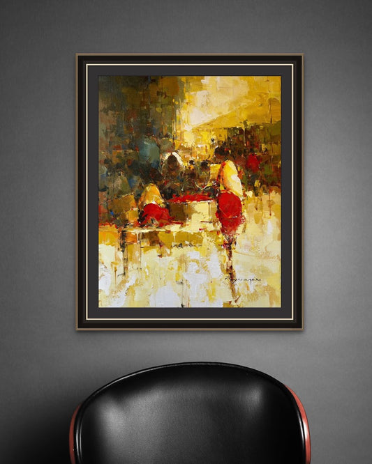 Original Abstract Acrylic Painting, Nepali Woman & Traditional Life Art Decor, 16x20 Canvas Nepali Culture